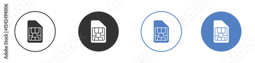 Sim card icon collection for app in black and blue colors