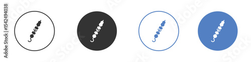 Skewer icon collection for app in black and blue colors