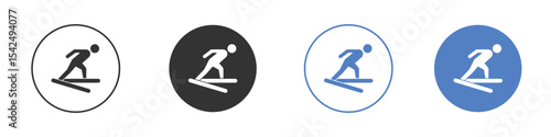 Skiing icon collection for app in black and blue colors