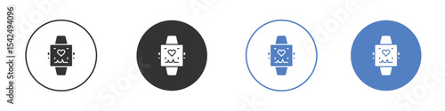 Smart watch icon collection for app in black and blue colors