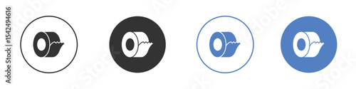 Tape icon collection for app in black and blue colors