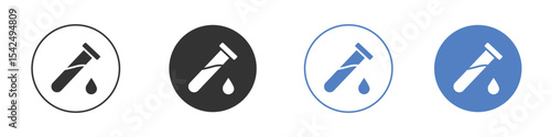 Test tube icon collection for app in black and blue colors