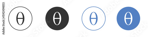 Theta icon collection for app in black and blue colors