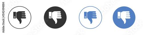 Thumbs down icon collection for app in black and blue colors