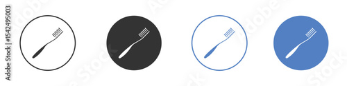 Toothbrush icon collection for app in black and blue colors