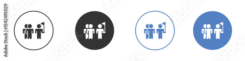Tour guide people icon collection for app in black and blue colors