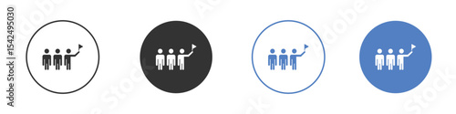 Tour guide people icon collection for app in black and blue colors