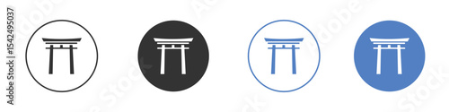 Torii gate icon collection for app in black and blue colors