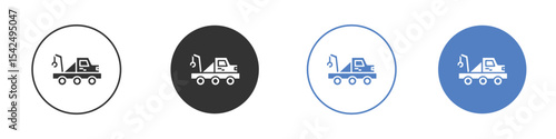 Tow truck icon collection for app in black and blue colors