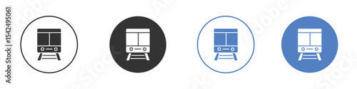 Train icon collection for app in black and blue colors