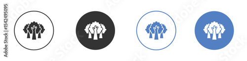 Trees icon collection for app in black and blue colors