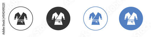 Uniform martial art icon collection for app in black and blue colors