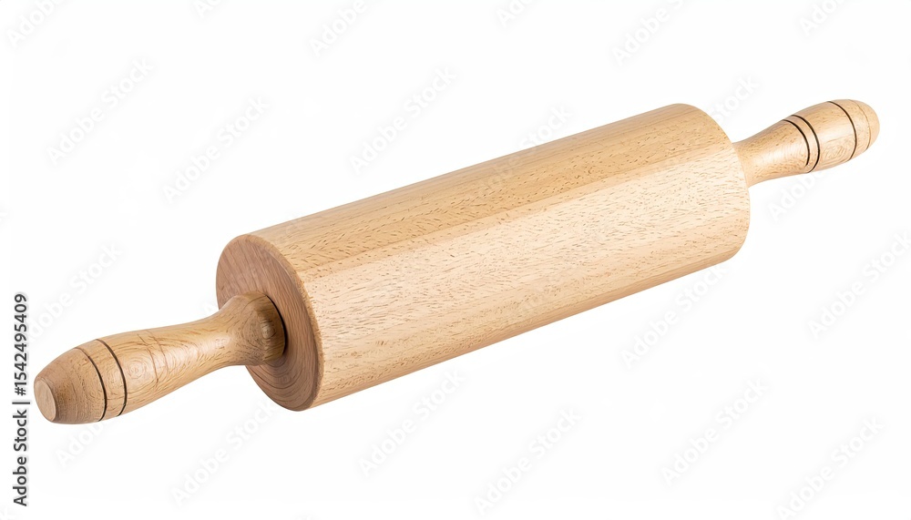 Wooden Rolling Pin on White Background Wooden Rolling Pin on White Background