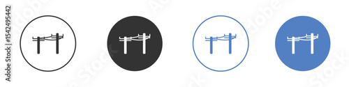 Utility pole icon collection for app in black and blue colors