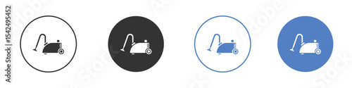 Vacuum cleaner icon collection for app in black and blue colors