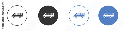Van icon collection for app in black and blue colors