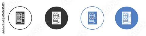 Vending machine icon collection for app in black and blue colors