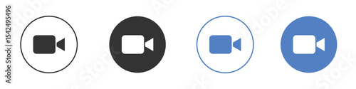 Video call icon collection for app in black and blue colors
