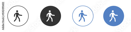 Walking icon collection for app in black and blue colors