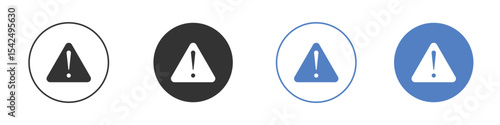 Warning triangle icon collection for app in black and blue colors
