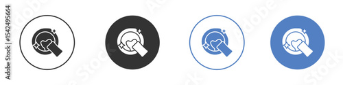 Washing dishes icon collection for app in black and blue colors