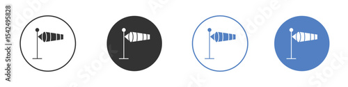 Windsock icon collection for app in black and blue colors