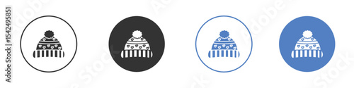Winter hat icon collection for app in black and blue colors