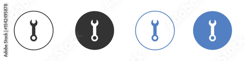 Wrench icon collection for app in black and blue colors