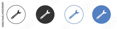 Wrench icon collection for app in black and blue colors