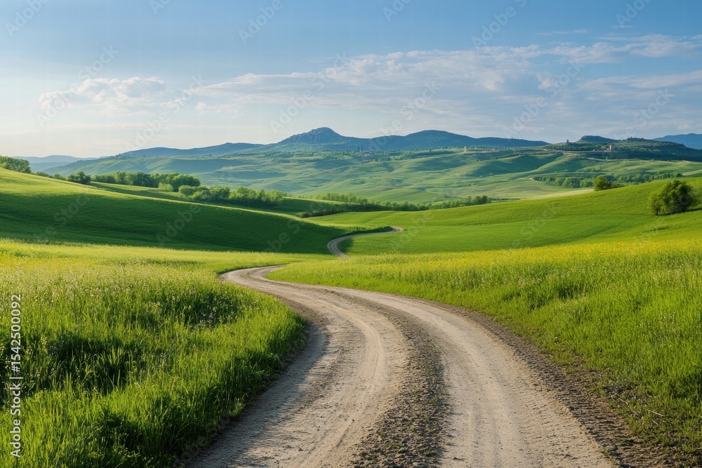 Countryside trail winding through farmlands Countryside trail winding through farmlands