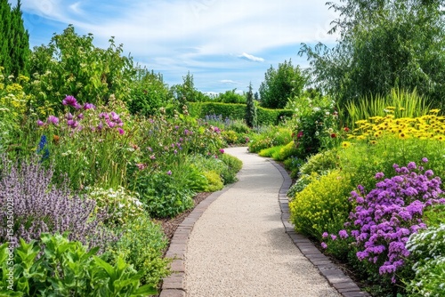 Floral garden trail with summer blooms