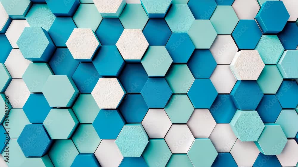 Hexagonal Symphony: A mesmerizing arrangement of blue and white hexagonal tiles creates a modern, geometric pattern, exuding a sense of depth and artistic harmony. Hexagonal Symphony: A mesmerizing arrangement of blue and white hexagonal tiles creates a modern, geometric pattern, exuding a sense of depth and artistic harmony.