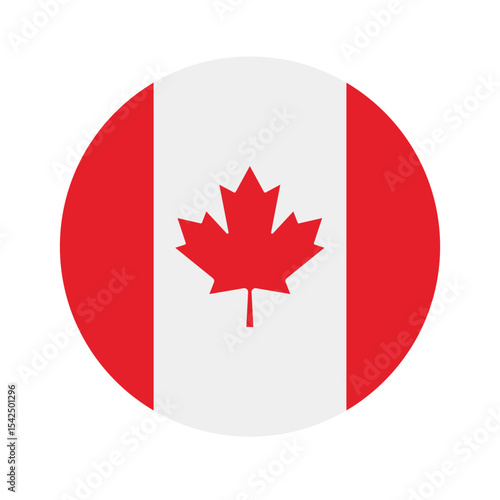 Vector flat round Canada flag isolated on white background