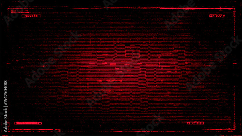 Abstract red digital glitch background with lines and noise. Data error screen texture, display failure concept. Corrupted code.