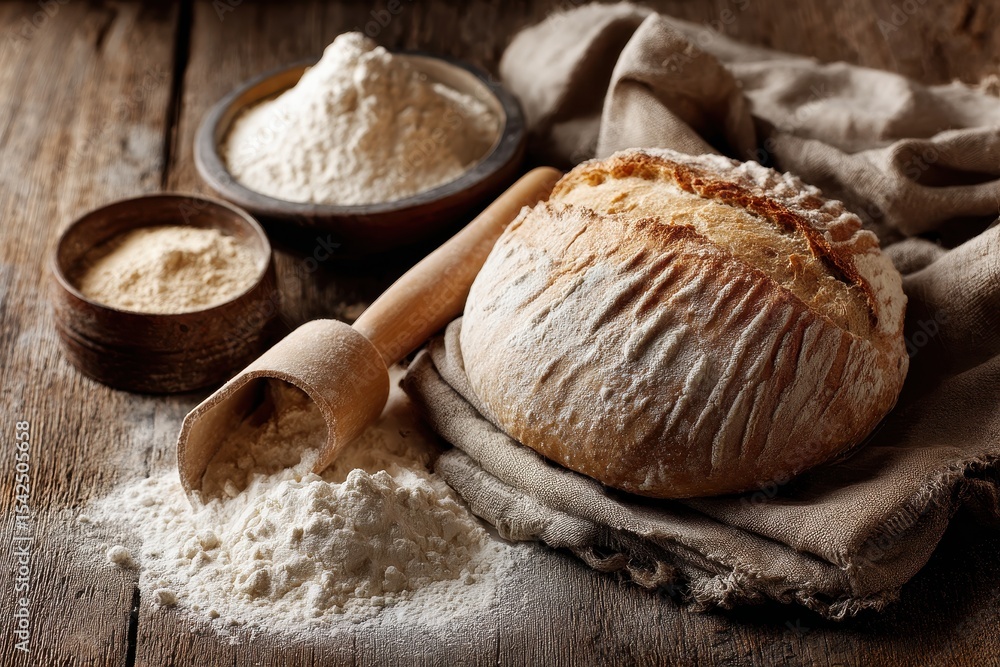 Fototapeta premium Bread leaven is active Sourdough starter Healthy eating idea