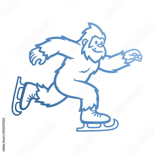 ice skating yeti, funny bigfoot sketch