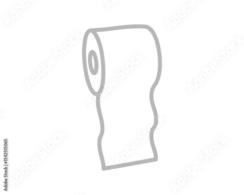 Simple yet expressive line art illustration of a toilet paper roll.  Perfect for representing hygiene, cleanliness, or resource depletion concepts.