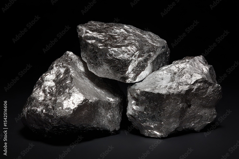 Fototapeta premium Aluminum nuggets are solid at room temperature symbol Al atomic number 13 and atomic mass 27 u it is the most common metal in the Earth s crust