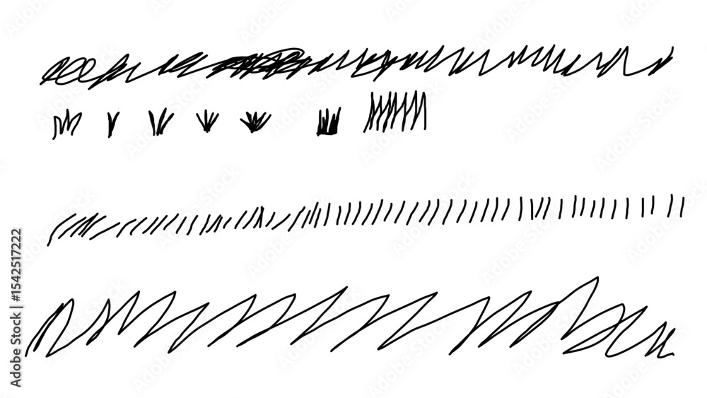 Fototapeta premium Doodle scribble grass for design projects on a transparent background