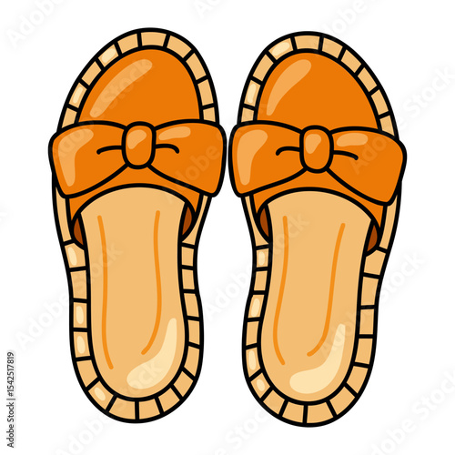 Orange Espadrille slide sandals, casual flat summer slippers, women sole open toe sandals, cute cartoon shoes