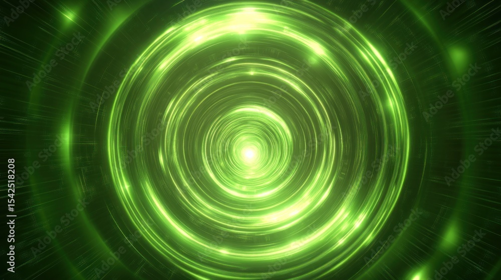Green light circles, glowing tunnel effect Green light circles, glowing tunnel effect