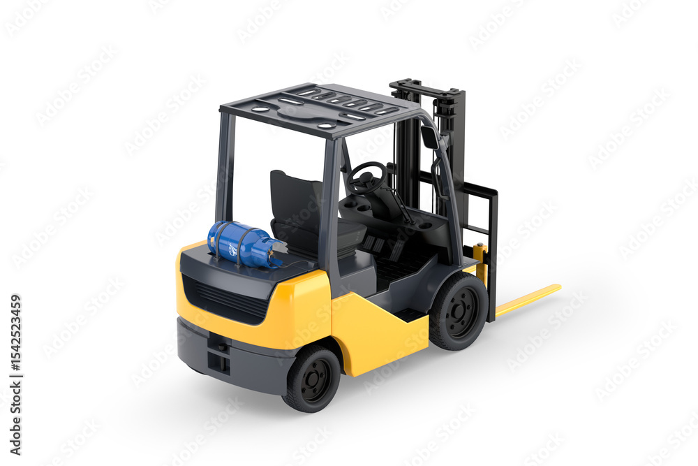 LPG Forklift with Gas Cylinders, Isolated on Transparent Background, LPG Forklift with Gas Cylinders, Isolated on Transparent Background,