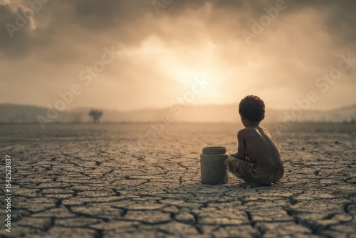 The young child awaiting water to survive during this environmental crisis