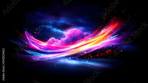 Abstract light streak, vibrant colors, cosmic background, design element