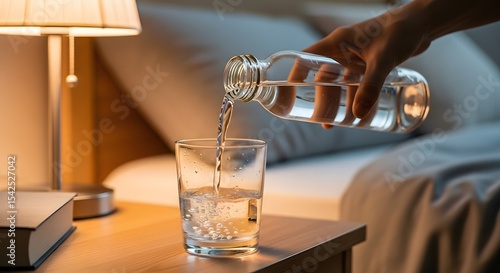 Hydration Habits Pouring a Glass of Water Before Bed for Better Sleep