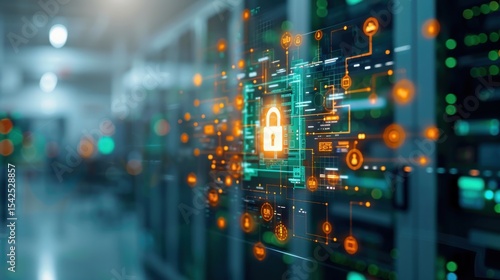 Cybersecurity measures in data centers protecting digital assets global infographic tech environment digital future