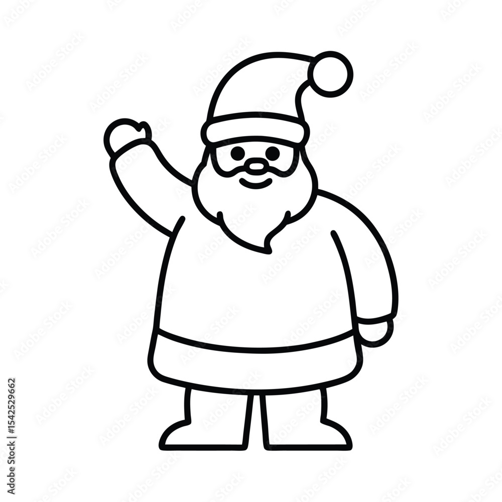Friendly santa claus waving cheerfully with one hand festive christmas vector illustration Friendly santa claus waving cheerfully with one hand festive christmas vector illustration