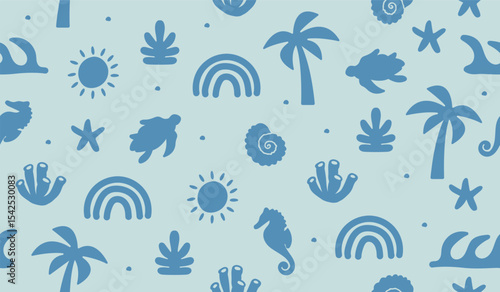 Cute beach vibes pattern background vector design