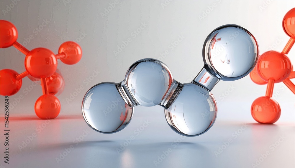 Molecular, Transparent molecular structures with red and blue elements on a sleek background. Molecular, Transparent molecular structures with red and blue elements on a sleek background.