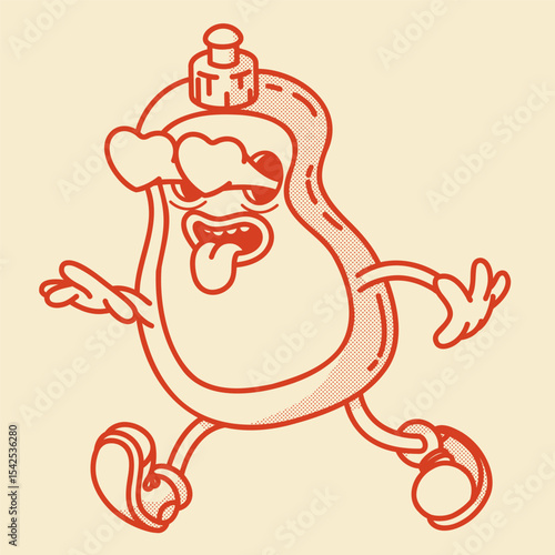 Smiling retro mascot bottle. Perfect for dish soap, shampoo or cleaner ads. Vintage character in love